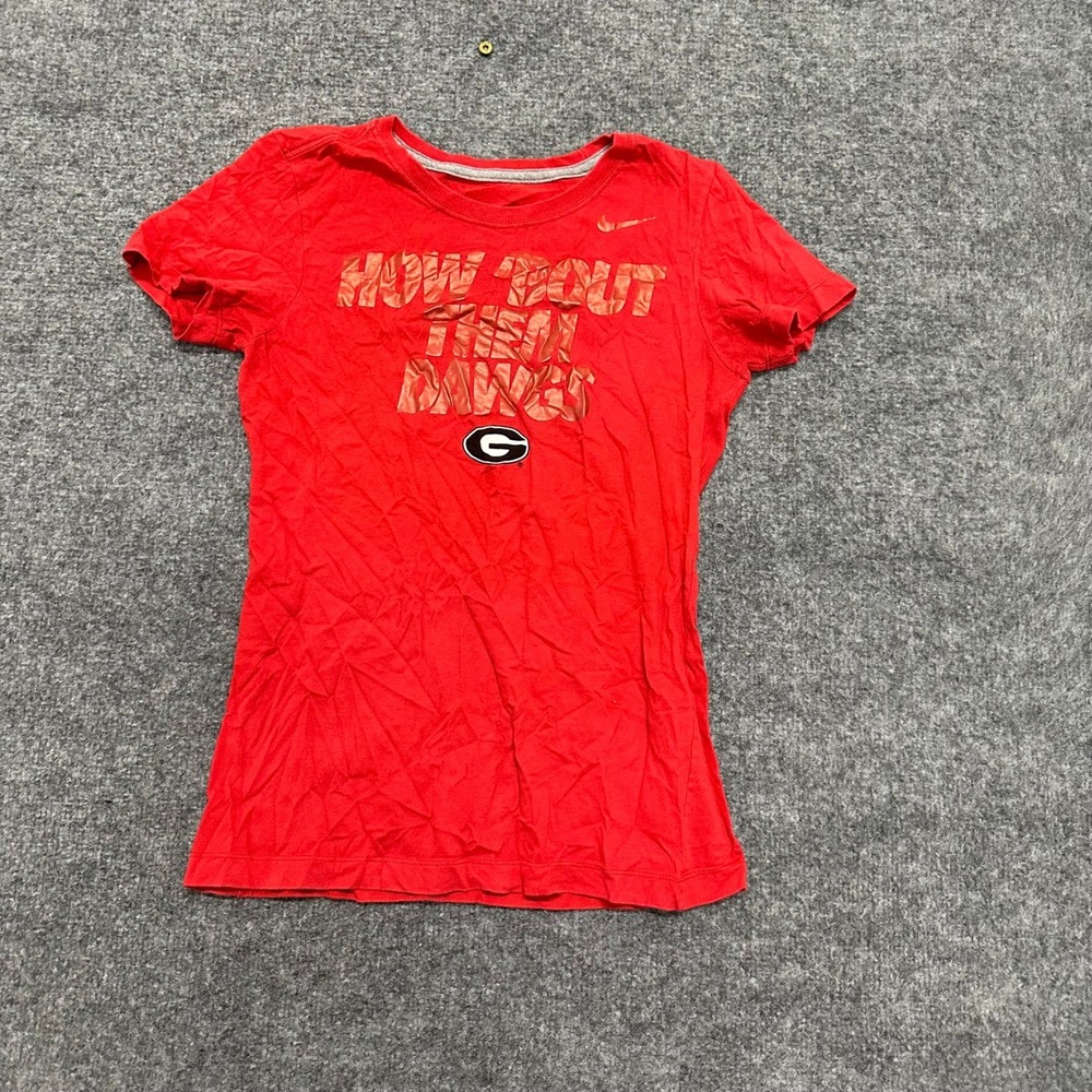 Nike T-Shirt Womens Size S Red Georgia Bulldogs Slim Fit Cotton Graphic Tee